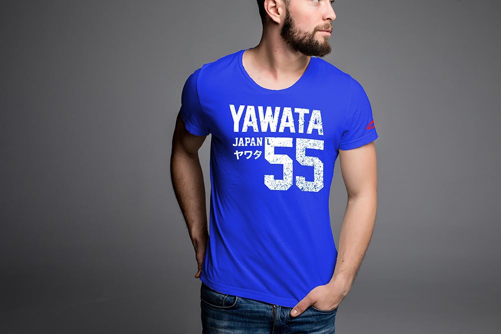 รูปภาพของ เสื้อยืดคอกลมแขนสั้น ผู้ชาย ลาย YAWATA L55 สุดเท่ห์ สีฟ้า XL