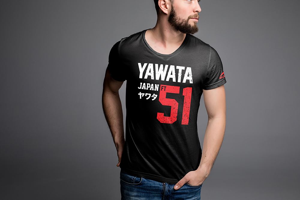 Picture of เสื้อยืดคอกลมแขนสั้น ผู้ชาย ลาย YAWATA FT51 สุดเท่ห์ สีดำ Size XL