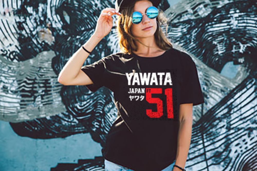 Picture of สื้อยืดคอกลมแขนสั้น ผู้ชาย ลาย YAWATA FT51 สุดเท่ห์ สีดำ ไซส์ XL