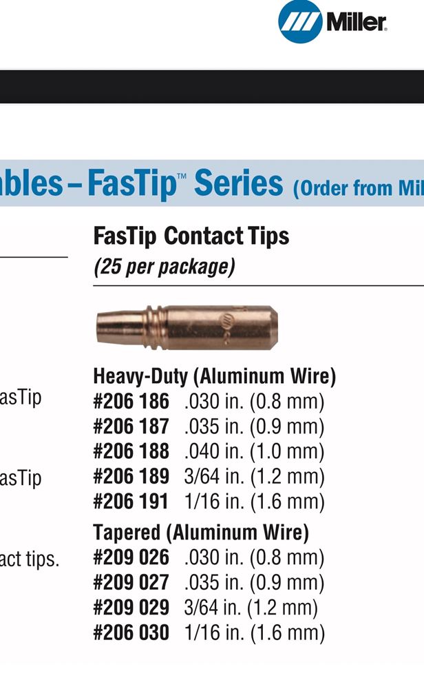 Picture of MILLER Fastip Contact TIPs 1.2mm