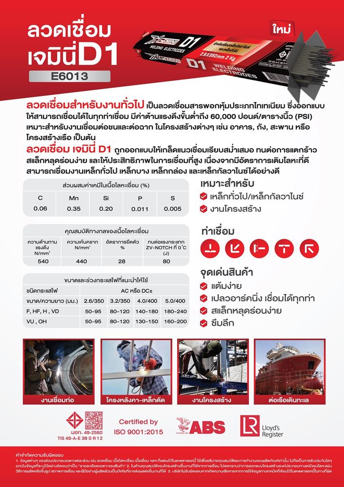 Picture of GEMINI ลวดเชื่อมไฟฟ้า D1 2.0x 300 มม 1 กิโล เจมินี่ ดี1