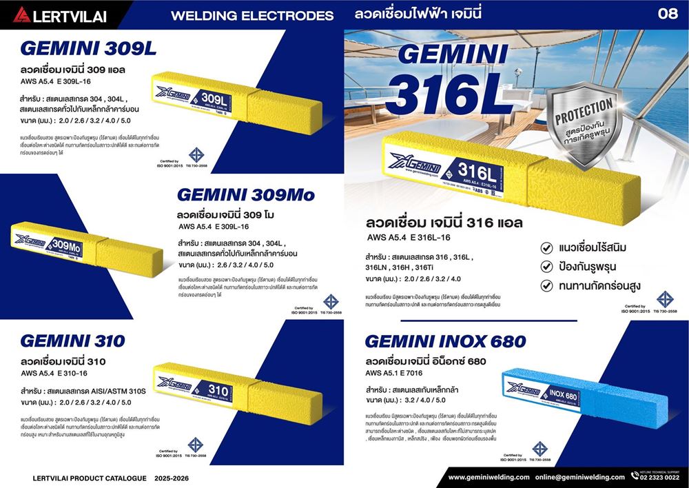 Picture of ลวดเชื่อมไฟฟ้า เจมินี่ 309 MO ขนาด 3.2 x 350mm บรรจุ 1 กิโล
