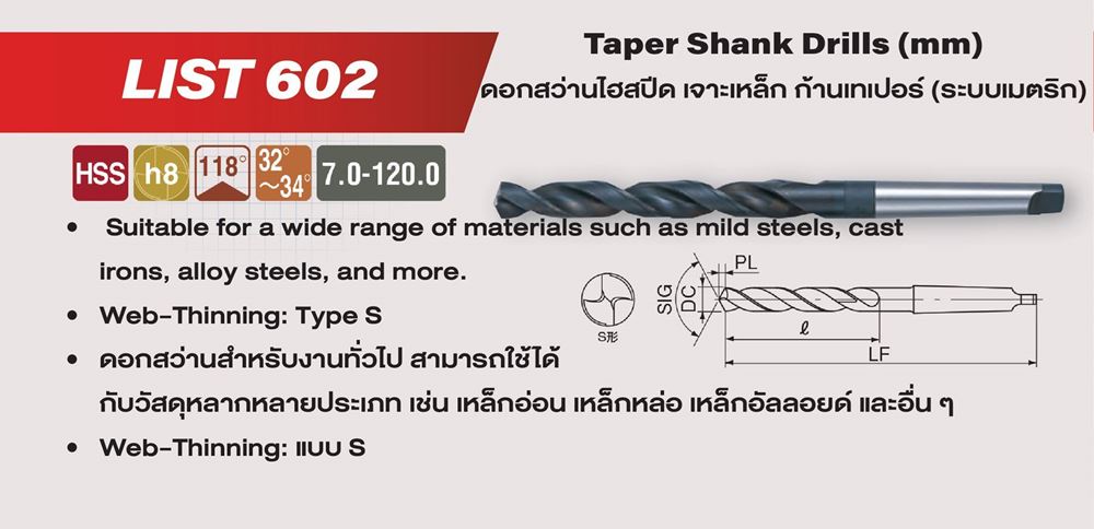 รูปภาพของ ดอกสว่านนาชิ L/N 602 SIZE 30.0 มม.